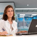 Female hospital administrative in a modern medical center